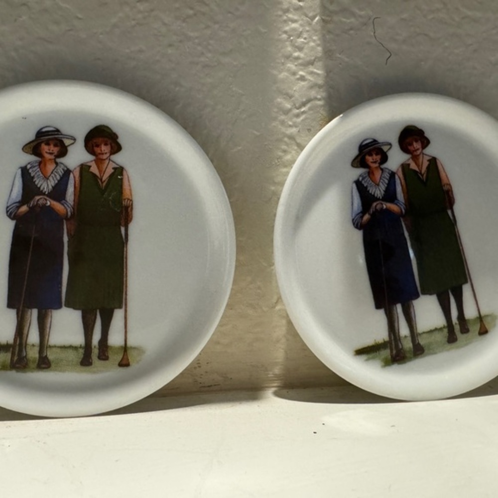 Vintage Ceramic Woman’s Golf Theme Coasters‎ - Picture 2 of 7
